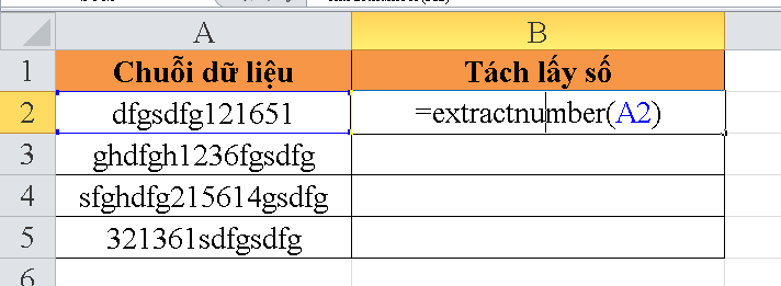 Hướng dẫn tách số từ chuỗi dữ liệu chứa văn bản trong microsoft office excel