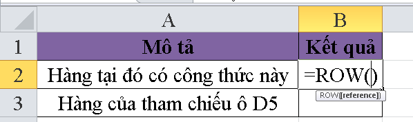 Hướng dẫn sử dụng hàm Row trong excel