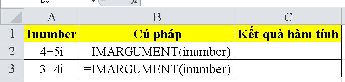 Hướng dẫn sử dụng hàm tính imargument trong excel