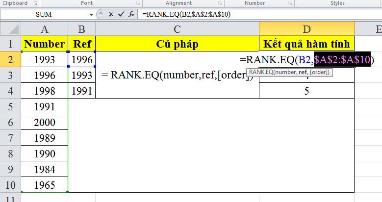 cach-su-dung-ham-RANK.EQ-trong-excel-5