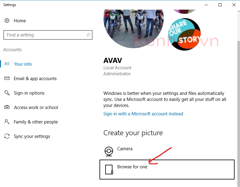 Cách thay đổi ảnh tài khoản avatar hình đại diện của tài khoản trên  Windows 10