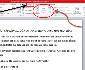 Hướng dẫn sắp xếp các cửa sổ word trong cùng một màn hình