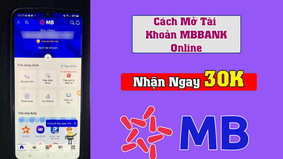 Cách mở tài khoản ngân hàng MB Bank online tại nhà nhận 30k | Đăng ký tài khoản MB Bank